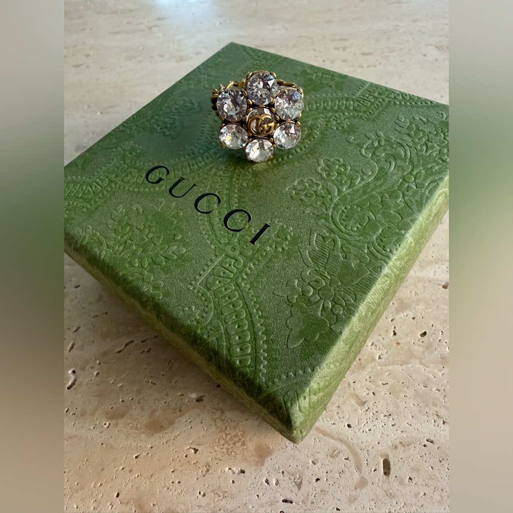 NWT GUCCI GG Marmont Crystal Ring  Designer Size: M / IT 16 - Picture 14 of 16